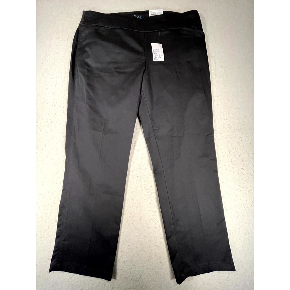 Croft‎ & Barrow Effortless Pants Womens 18 Short Black Stretch Pull On Straight